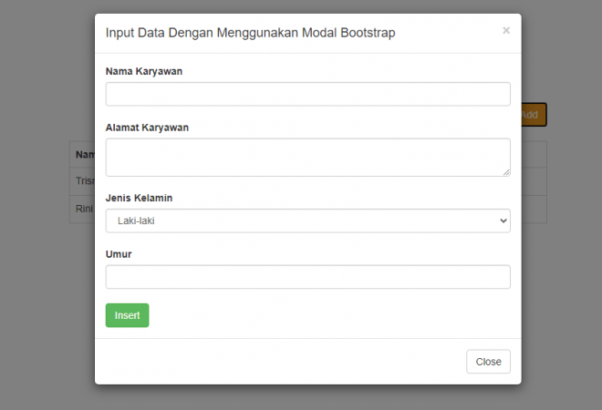 Cara Membuat Popup PHP (#part2) – Untuk Keperluan Input Data